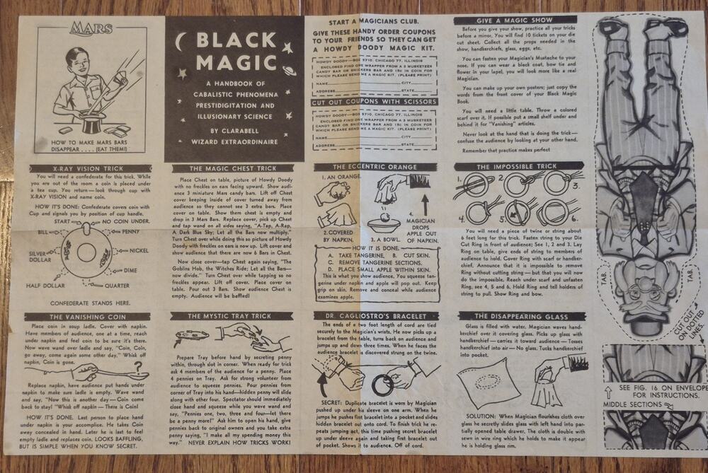 Rare 1950s Mars Candy Promo Black Magic Instructional Booklet Flyer UNUSED